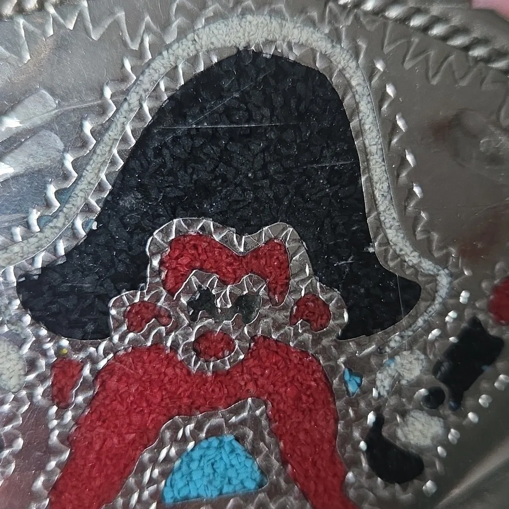 Vintage Yosemite Sam Turquois And Coral Chip Inlay Belt Buckle